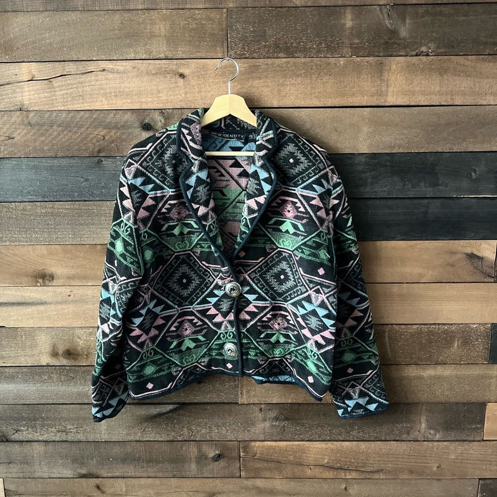 Vintage New Identity Southwest Cotton Woven Cropped Jacket - Picture 8 of 11